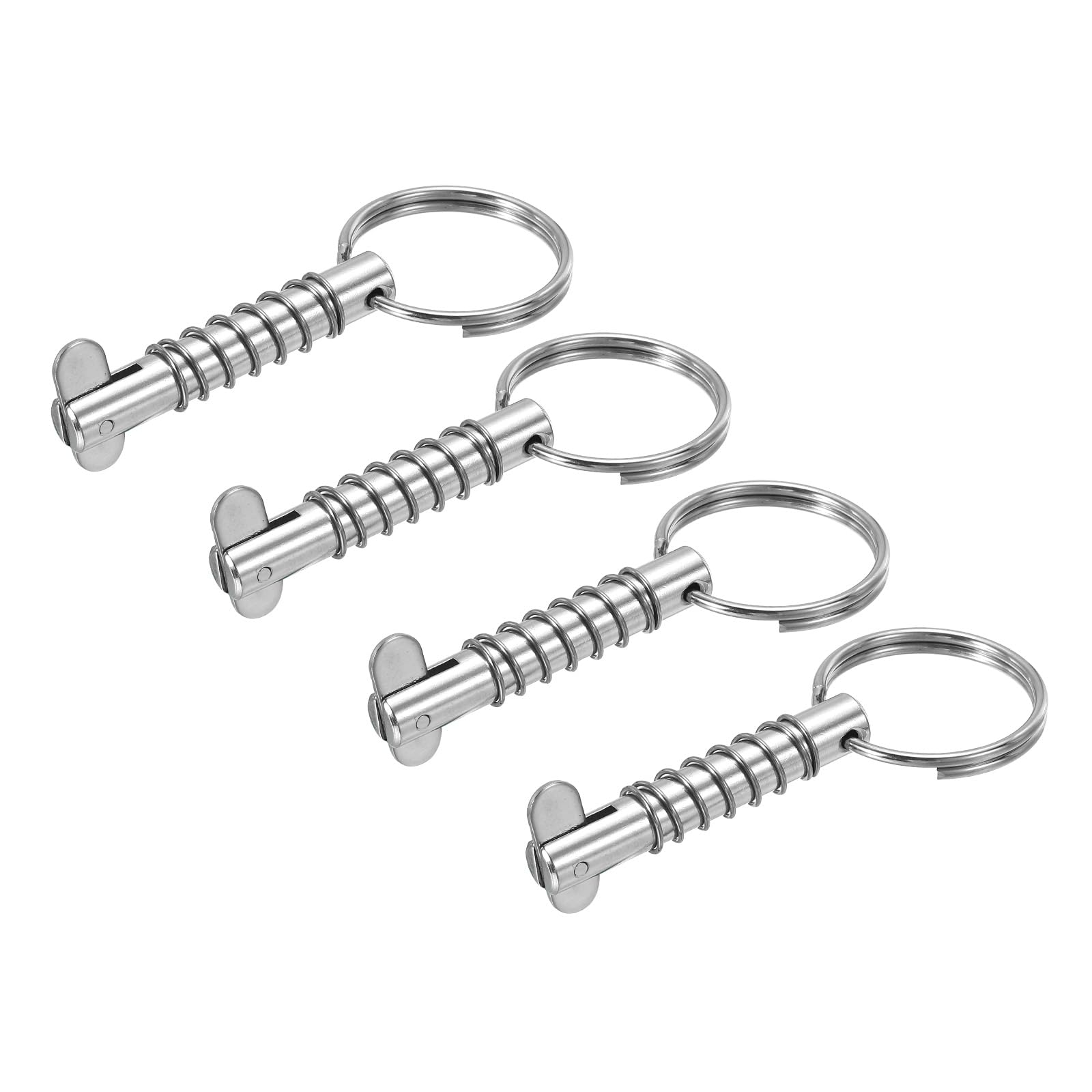 PATIKIL 316 Stainless Steel Quick Release Pin 4 Pack Bimini Top Pin Usable Length 1.6", Total Length 2", Dia 0.3" Boat Marine Hardware with Drop Cam & Spring for Deck Boat Bimini Top