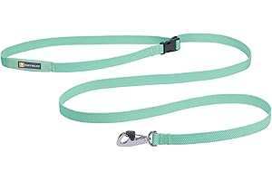 Ruffwear, Flagline Dog Leash, Lightweight Hands‑Free 6.5 ft Lead, Adjustable Waist‑Worn or Handheld, Lockable Swivel Crux Clip, Low‑Profile Pick‑Up Bag Stash Pocket, Sage Green