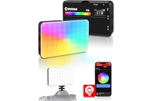 Moman LED Camera Light, RGB Video Lights for Photography, App Wireless Control, 2500-9000K, CRI 95+, Long Battery Life, Portable Lighting Panel with Cold Shoe, Fits for GoPro Sony Canon