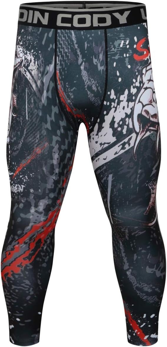 Cody Lundin Men's Compression Dry Cool Sports Tights Pants Running Leggings Workout Tights Long Trousers for Men