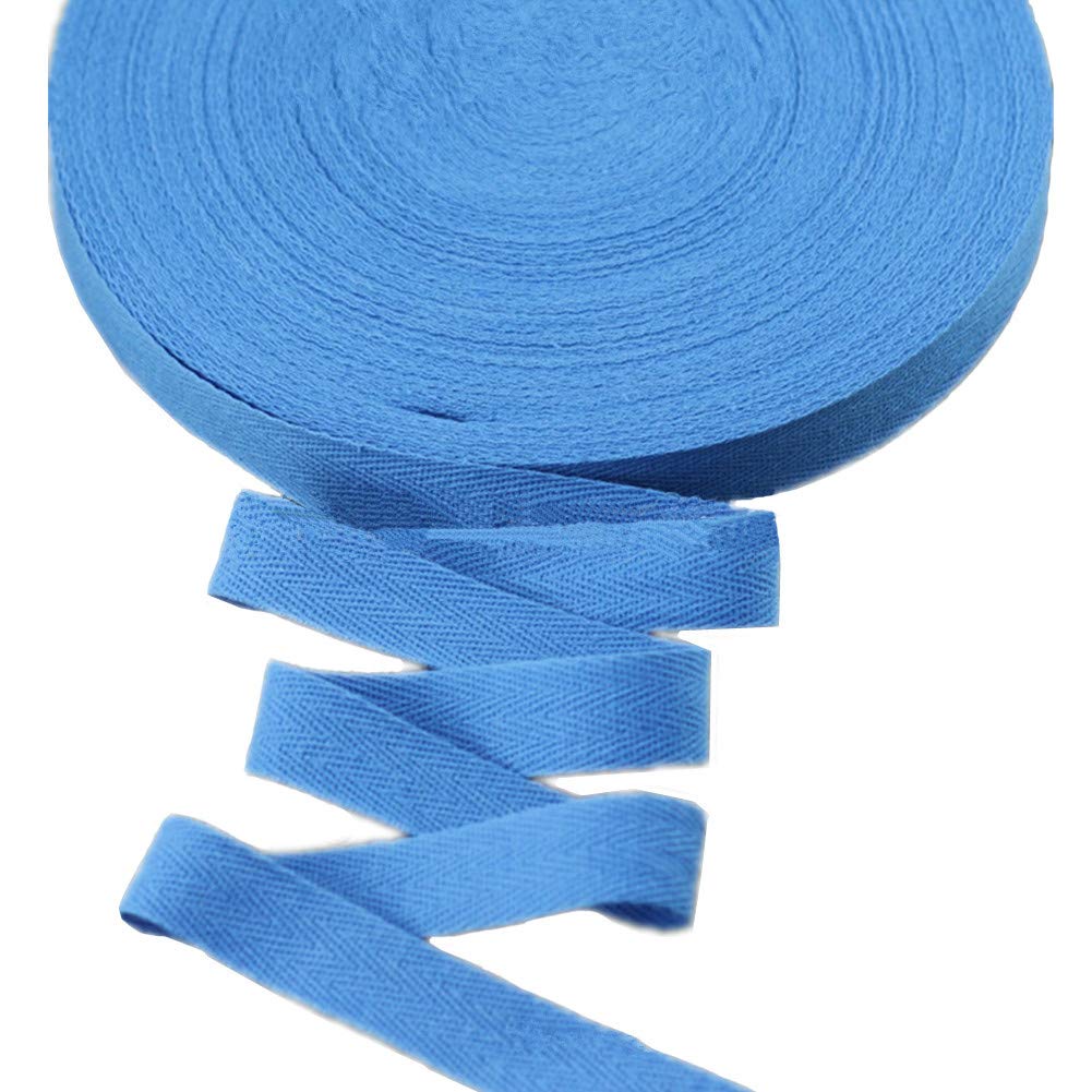 45meters Cotton Ribbon Herringbone Webbing Trim Fabric Tape Tapestry for Bias Binding Gift Wrapping Embellishment Craft Width 20mm (Dodger Blue)