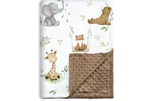 BORITAR Baby Blanket for Boys Girls Soft Plush Minky Fabric with Dotted Backing, Lovely Woodland Design Blanket for Toddler Newborn 30 x 40 Inch(75x100cm)