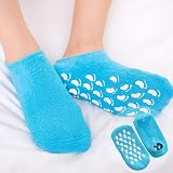 kuou 2 Pairs Soft Moisturizing Socks Gel Lining with Oils & Vitamin E Blue Pink view 6