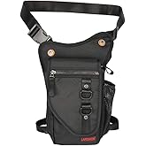 Larswon Thigh Pouch Bag - Tactical Waist Pack for Motorcycle, Waterproof Black