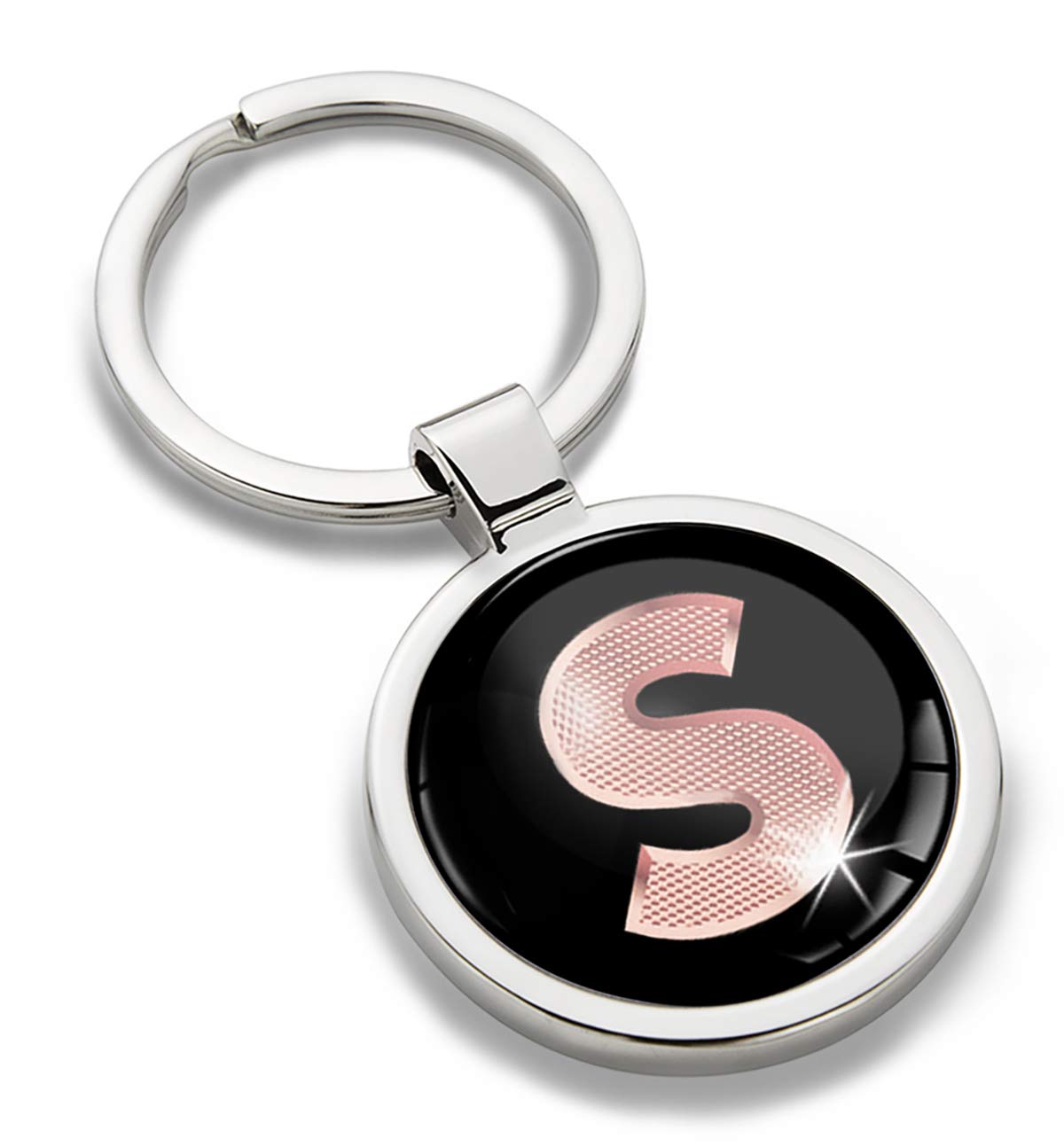 Biomar Labs Letter Keychain Alphabet Initial Keyring 3D Metal Stainless Steel Personalised Initials Charm for Car and Keys Available in Silver Rose Gold or Gold (S in Rose Gold KK 45) — image 1