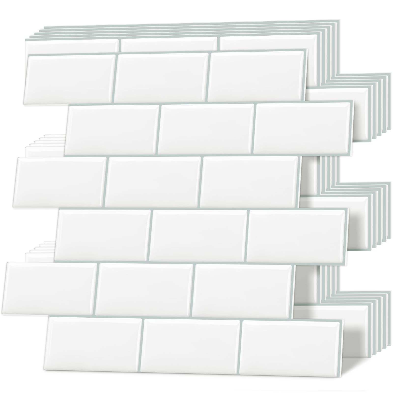 Photo 1 of Tiwoos Thick Peel and Stick Subway Tile Backsplash for Kitchen Bathroom Wall (10-Sheet, 12"×12")