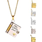 MVJMVJ My Little Star Book Necklace, Adjustable Book Necklaces, 5 Pages of Engraved Information, Daughters and Son Gifts from Dad Mom Mother