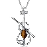 YAFEINI Violin Necklace Sterling Silver Violin Pendant Necklace Cello Music Jewelry Violin Gifts for Women