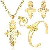 Ethlyn Ethiopian Cross Jewelry Sets Gold Color Wedding Party Sets for Ethiopian &amp; Eritrean Women