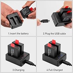 Action Camera Battery Pack, 1350mAh Rechargeable