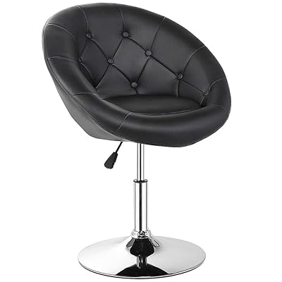 Costway Swivel Accent Chair Height-Adjustable Chrome Frame Black