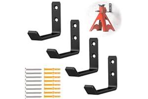 lcusepu Jack Stand Wall Mount Organizer, Car Jack Stands Wall Hooks for Hanging, Universal Upgrade Designed Garage Hook, Heavy Duty Hooks Fits 2 & 3 & 4 & 5 & 6 Ton Heavy Duty Jack Stands (4 Pack)
