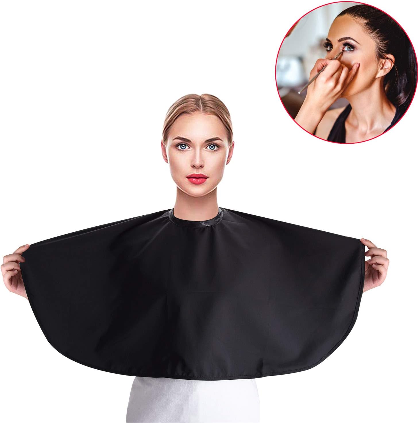 Noverlife Black Beauty Salon Shorty Smock, Chemical & Water Proof, Lightweight Comb-out Apron for Makeup Artist & Beautician - Image 4
