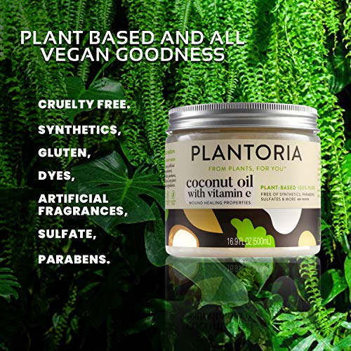 Plantoria Plant Based Organic Coconut Oil With Vitamin E Nourishing Hydrating Pure Natural