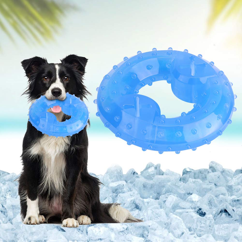 Dog Cooling Freezable Chew Toys Teething Rings, TPR Arctic Funny Frozen Training Toy for Pet Dog Summer Playing