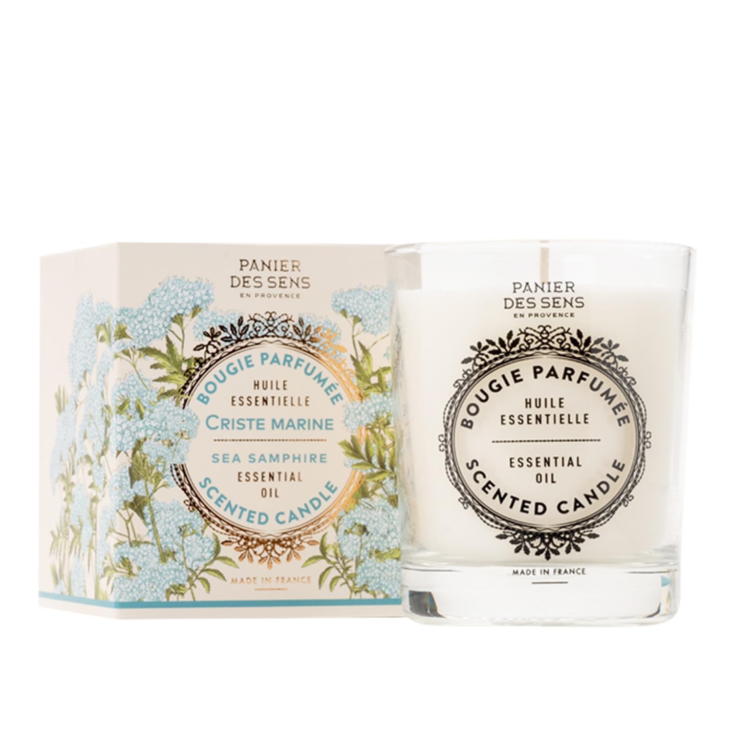 Panier des Sens – Sea Samphire Candle - Scented Candles for Home & Room Decor - Spring Decorations - 100% Natural Cotton Wick- Made in France - Long-Lasting & Vegan - 180g