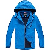 LOKTARC Boys Girls Rain Jacket Kids Lightweight Waterproof Hooded Raincoats Windbreakers