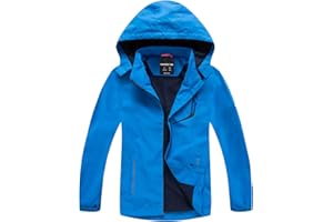 LOKTARC Boys Girls Rain Jacket Kids Lightweight Waterproof Hooded Raincoats Windbreakers