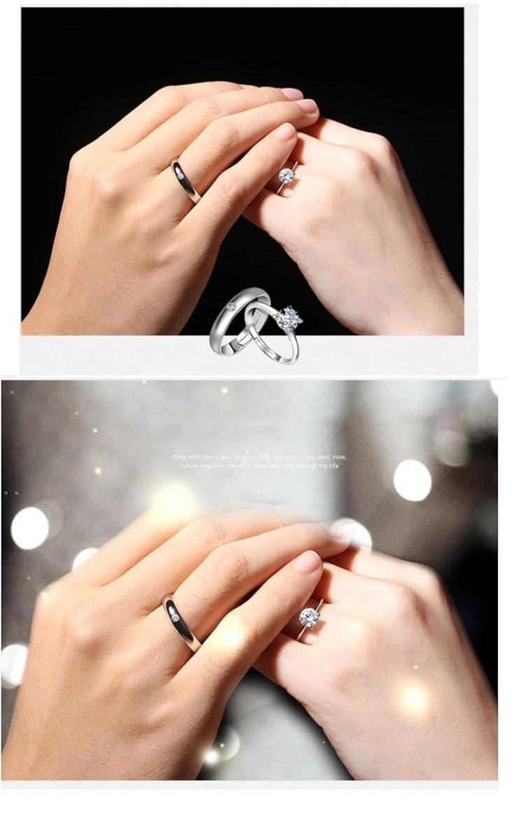 unnati creation sterling platinum plated couple ring for boy & girls