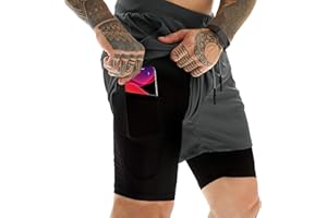 OEBLD Mens Athletic Shorts 2-in-1 Gym Workout Running 7'' Shorts with Towel Loop