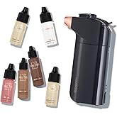 Luminess BREEZE DUO Airbrush Makeup System, Rich Coverage – 9-Piece Kit includes 2x Silk Airbrush Foundation, Plum Shade Blush, Glow Highlighter, Moisturizer Primer, and Airbrush Cleaning Solution