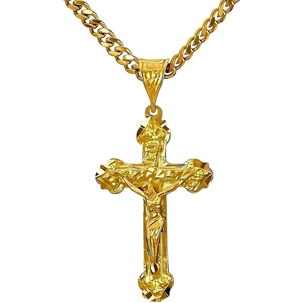 LIFETIME JEWELRY Large CZ Cross Necklaces for Men & Women 24k Real