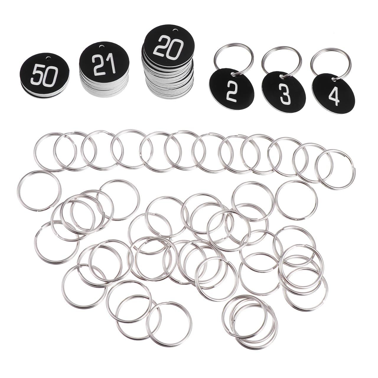 50Pcs Black Plastic Number Tags with Key Rings for Efficient Organization Ideal for Home Office Hotels and Schools