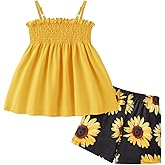 Arshiner Toddler Baby Girls Summer Clothes 2 Piece Outfits Ruffle Hem Camisole & Shorts Set with Pockets Cute Tracksuit 2-8Y