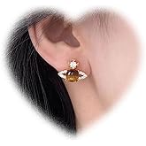 Eviarli Boho Crystal Saturn Earrings Rhinestone Saturn Stud Earrings Cz Planet Earrings Jewelry for Women and Teen