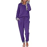 Ekouaer Pajamas Women's Long Sleeve Sleepwear with Long Pants Soft Loungewear Pj Set S-XXL