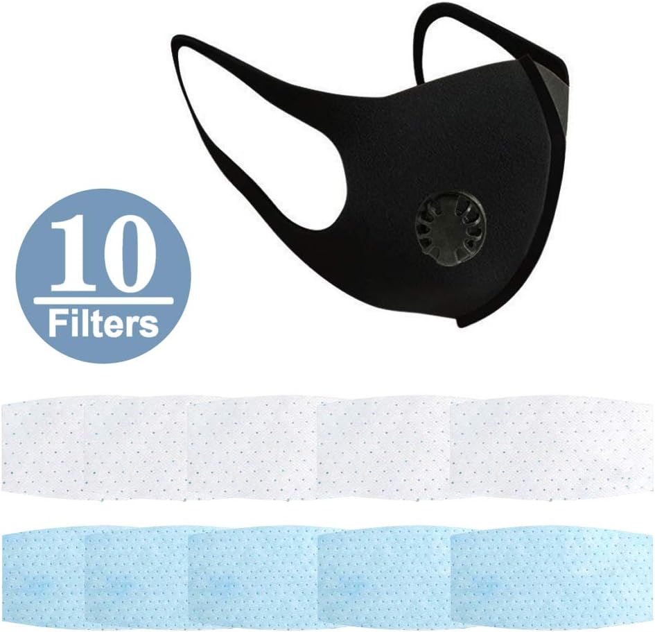 Zebery 1Pcs/Lot Sponge Dust Masks - Respirator Mask with Breath Valve Anti-Dust Anti Pollution Face Mouth Mask Breathable for Men Women with 10 Filters