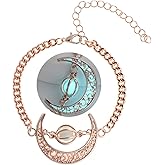 EEQQBZ Glow in The Dark Silver Crescent Moon bracelets - Glowing Blue Moon Charm - Magical Fantasy Fairy Glowing bracelets - Glow Jewelry
