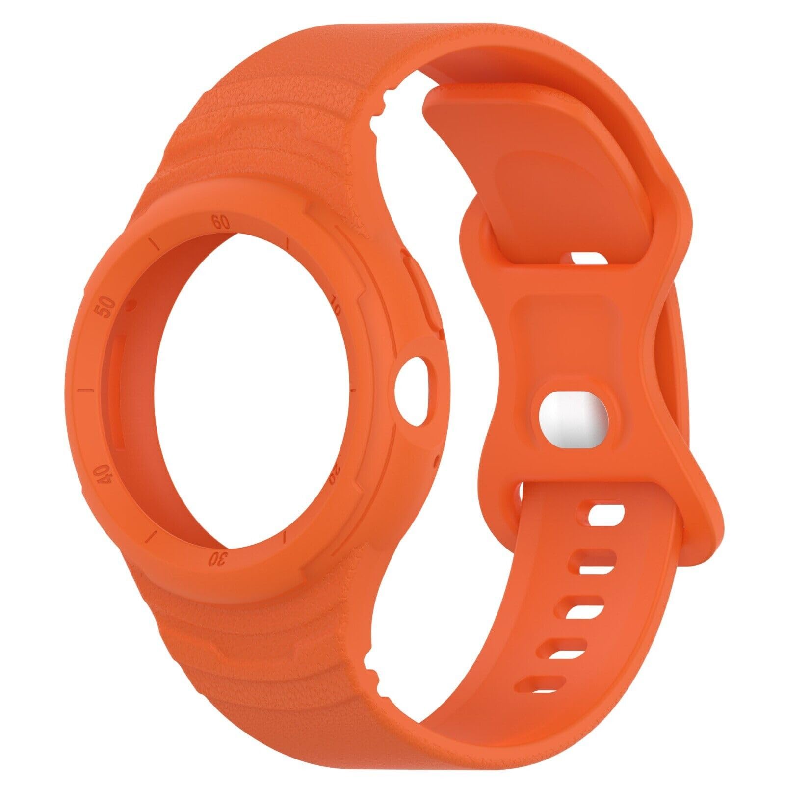 Panda Bobo Silicone Strap Compatible with Google Pixel Watch/Watch 2 Strap with Bumper Case, Soft Silicone Protective Bumper Case (Orange)