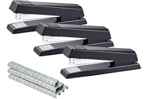 Bostitch Office Stapler, No-Jam Premium for Desktop, Includes 1,250 Staples, Full-Strip, 25 Sheet Capacity, Black, 3 Pack