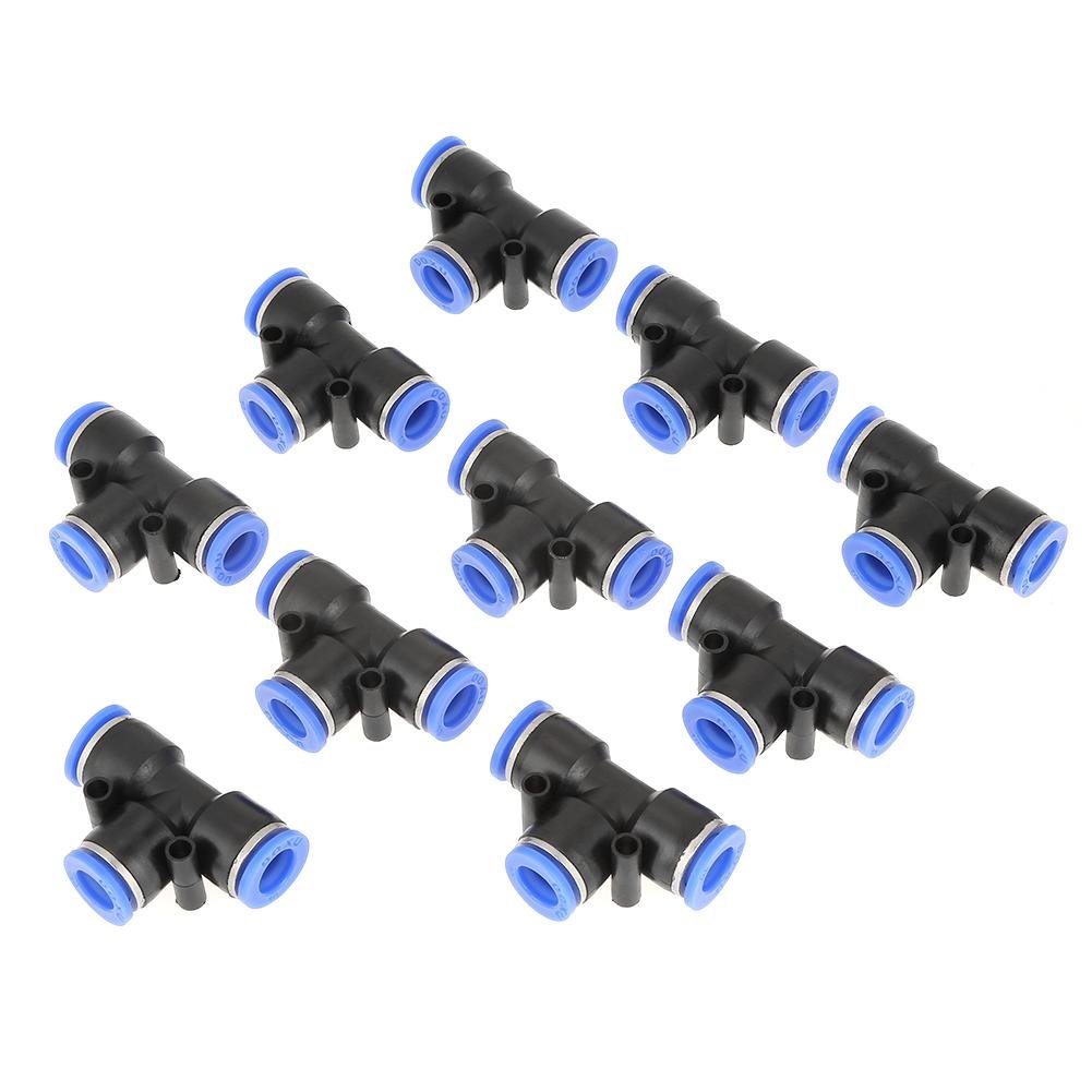 Hilitand 10pcs Tube Fitting Tee 10mm 3/8 T Type Pneumatic Connector Air Line Fittings Tube Joint (Type 5) Other Pneumatic Auxiliary Components