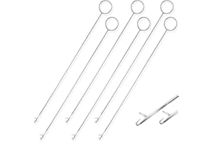 joaoxoko Loop Turner Sewing Tool with Latch Hook - 6-Piece Stainless Steel Fabric Turner Kit for DIY Quilting, Thick Material Flipping (10.4 Inch) (6)