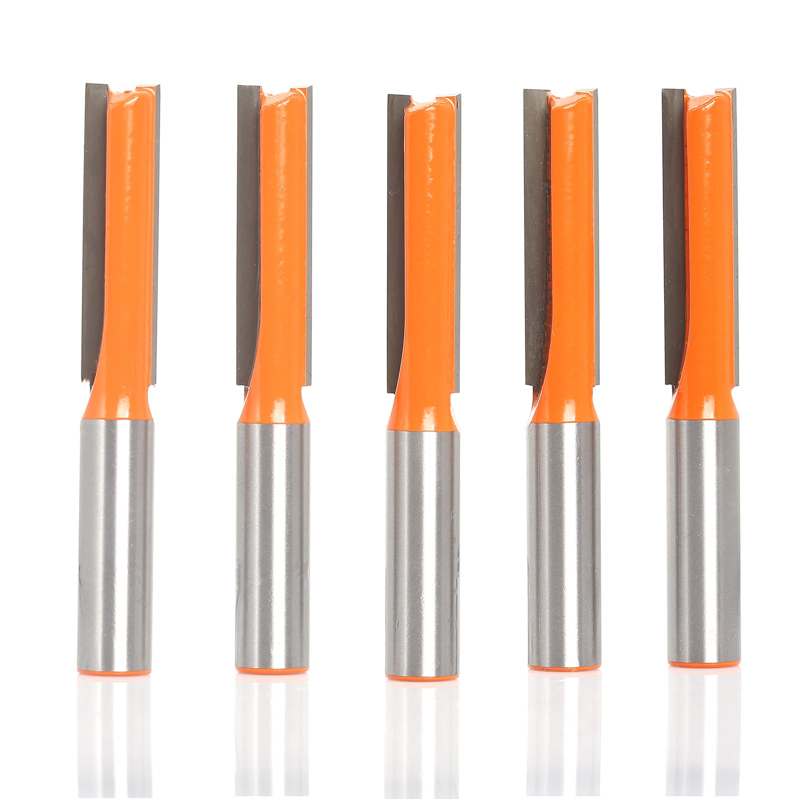 Sinoprotools 5pcs Straight Router Bits, 1/2" Shank Tungsten Carbide Router Cutter, 2" Cutting Depth Kitchen Fitters Router Bit Set for Woodworking(5 Bits)