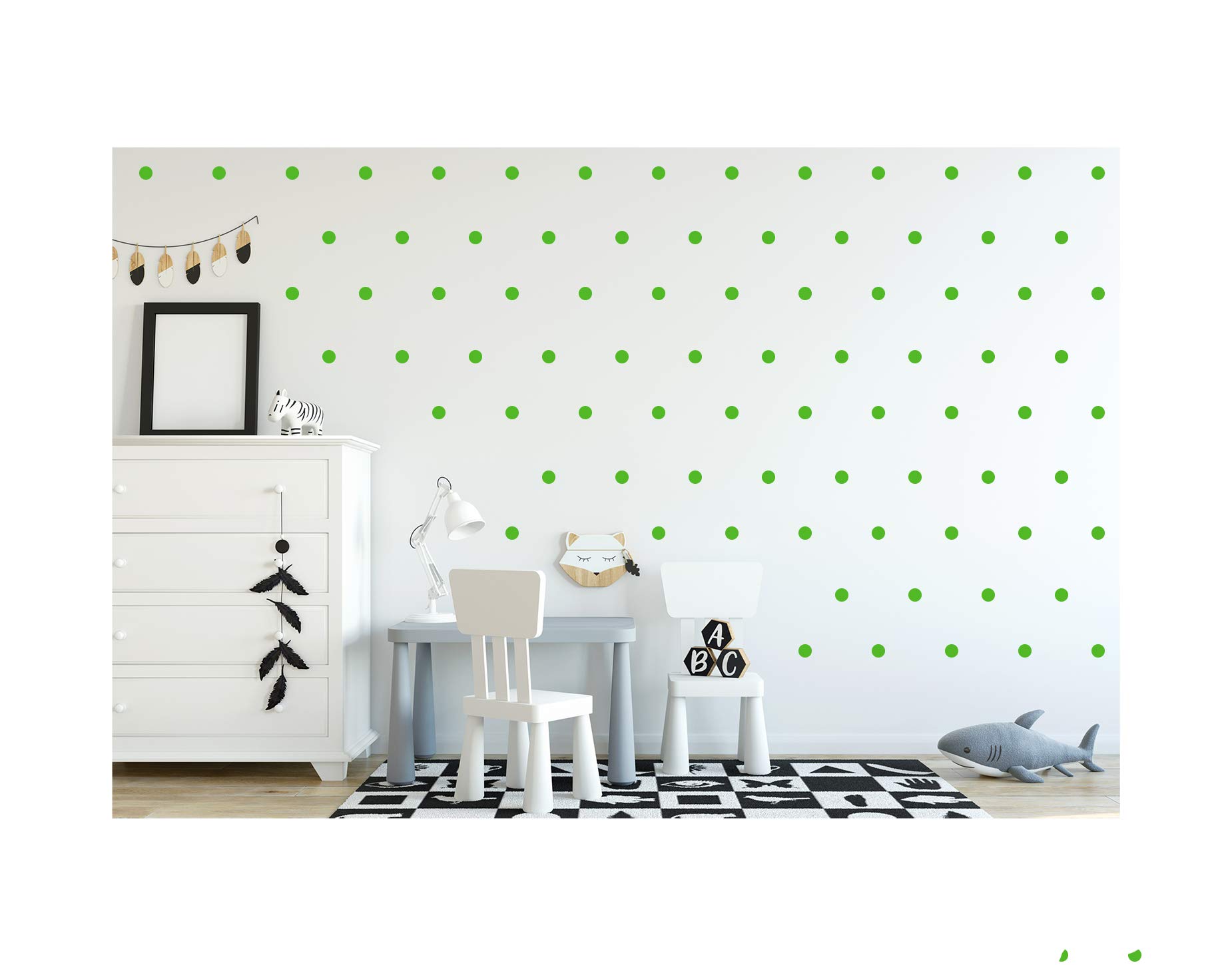 StickerDeen | Polka Dot Circles Round Shape Style Decoration Removable Wall Art Vinyl Decal Stickers | (Pack of 112) (Grass Green)