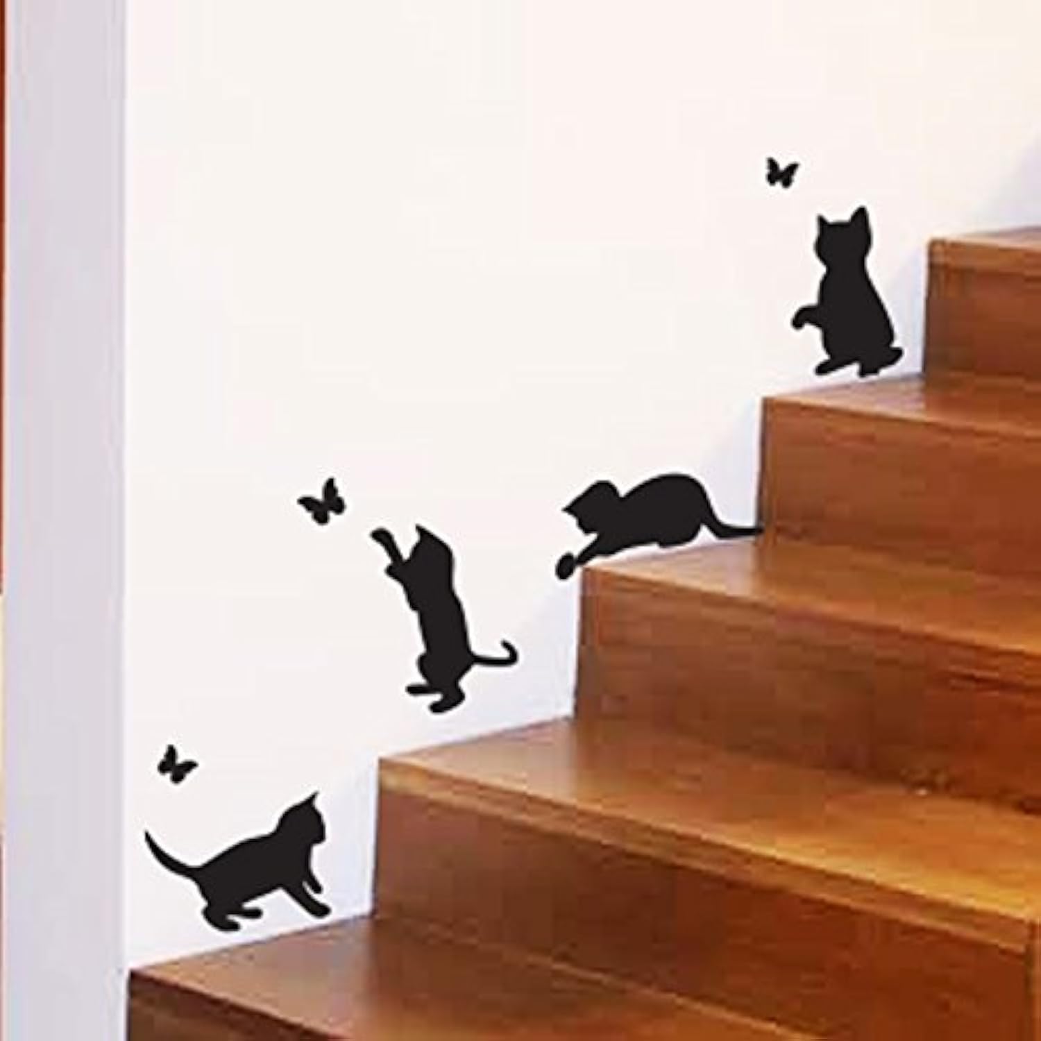Cats Playing Catching Butterflies Home Vinyl Wall Sticker Decor Decal Mural Kitchen Pets Wallpaper Decoration Kids Room Living Room Wall Art Interior Design