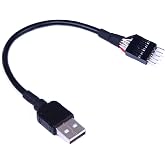 9-Pin USB Motherboard Male Header to Single USB 2.0 Type A Male Cable 7.8inch