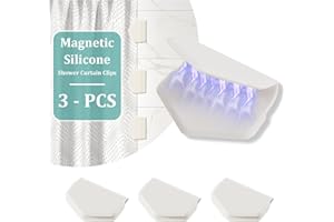 HENGI Magnetic Silicone Shower Curtain Clips for Liners, Self-Adhesive Waterproof Splash Guards, Strong Magnet Curtain Holders Keep Liner Sealed to Wall, Windproof Easy Installation No-Drill 3 Pack White