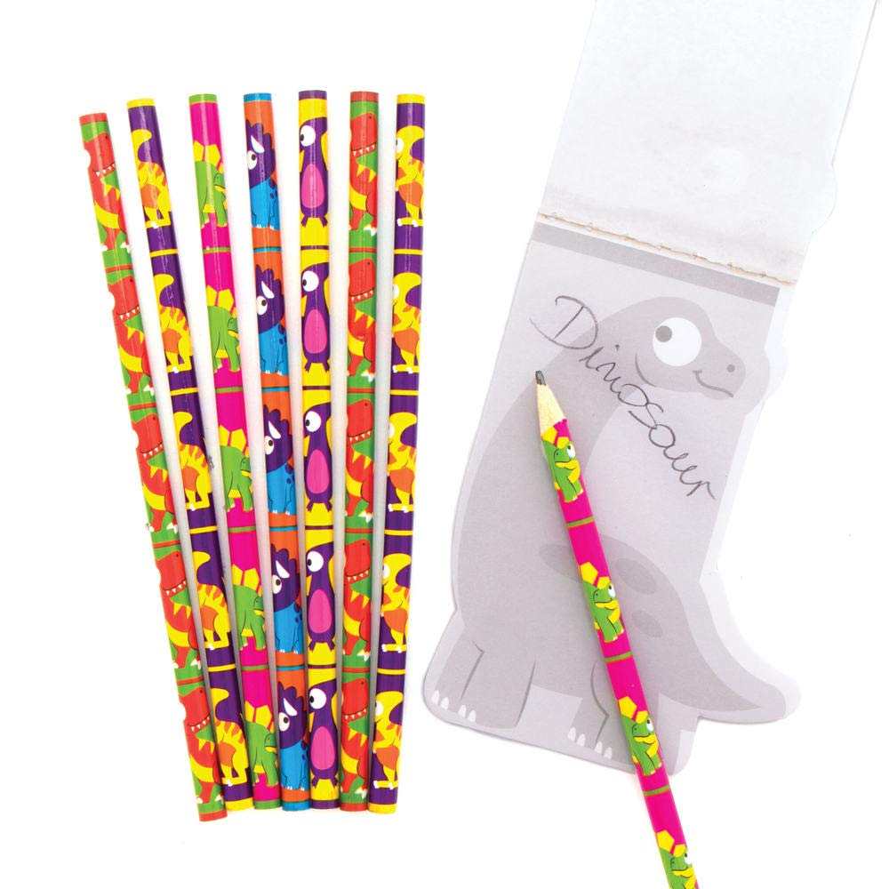 Baker Ross AX608 Dinosaur Pencil Set - Pack of 12, Ideal for Kids School Set, Homework, School Classwork, Party Bag Filler and Small Gifts AX608