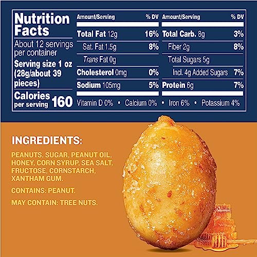 PLANTERS HONEY ROASTED PEANUTS, 12 OZ JAR, PLANTERS HONEY ROASTED PEANUTS