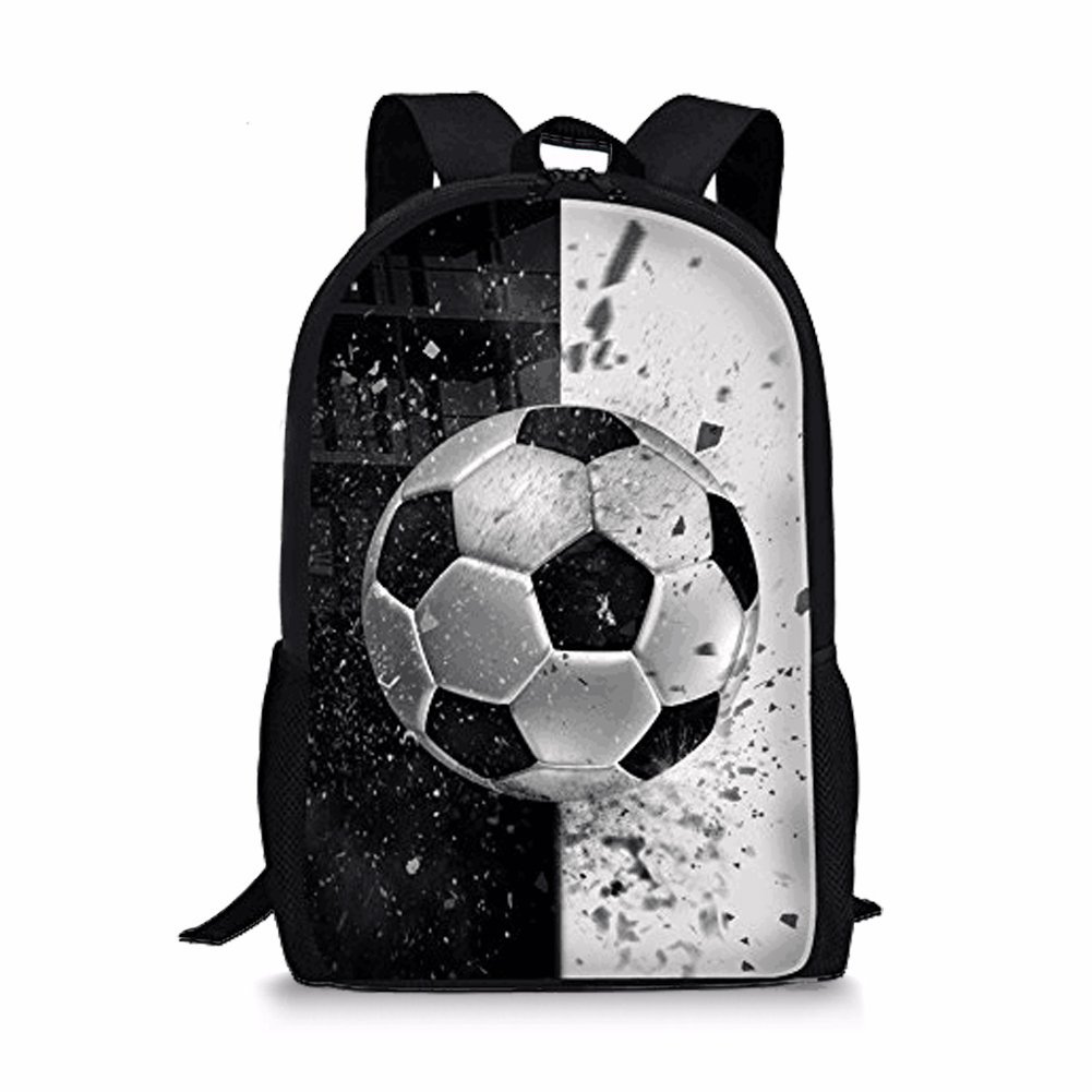Showudesigns Soccer Rucksack for Boys Backpack with Bottle Side Pockets Kids School Bag Teen Girls Rucksack Travel Bagpack 17 inch