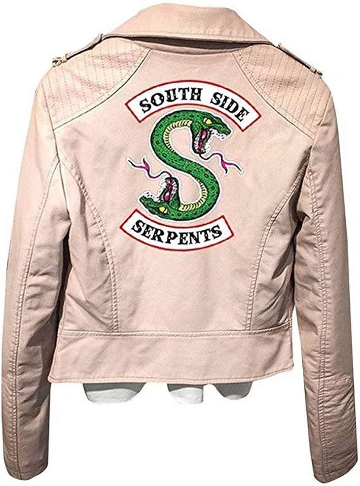 Riverdale Southside Serpents Biker Gang Black Faux Leather Jacket Zip Up Archie Andrews Betty Cooper Costume for Men Women