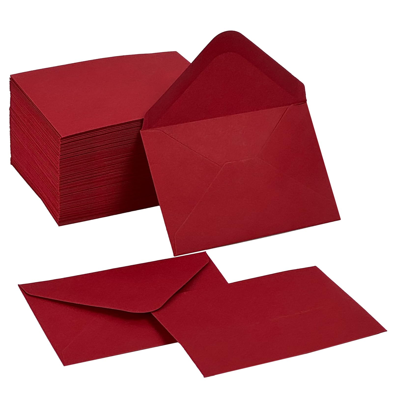 Photo 1 of 100 Pack Gift Card Envelopes 4 x 2.75" Mini Envelopes 120GSM Small Paper Business Gift Card Sleeves Bulk,Tiny Little Greeting Card Envelope Pockets for Invitation (Red)