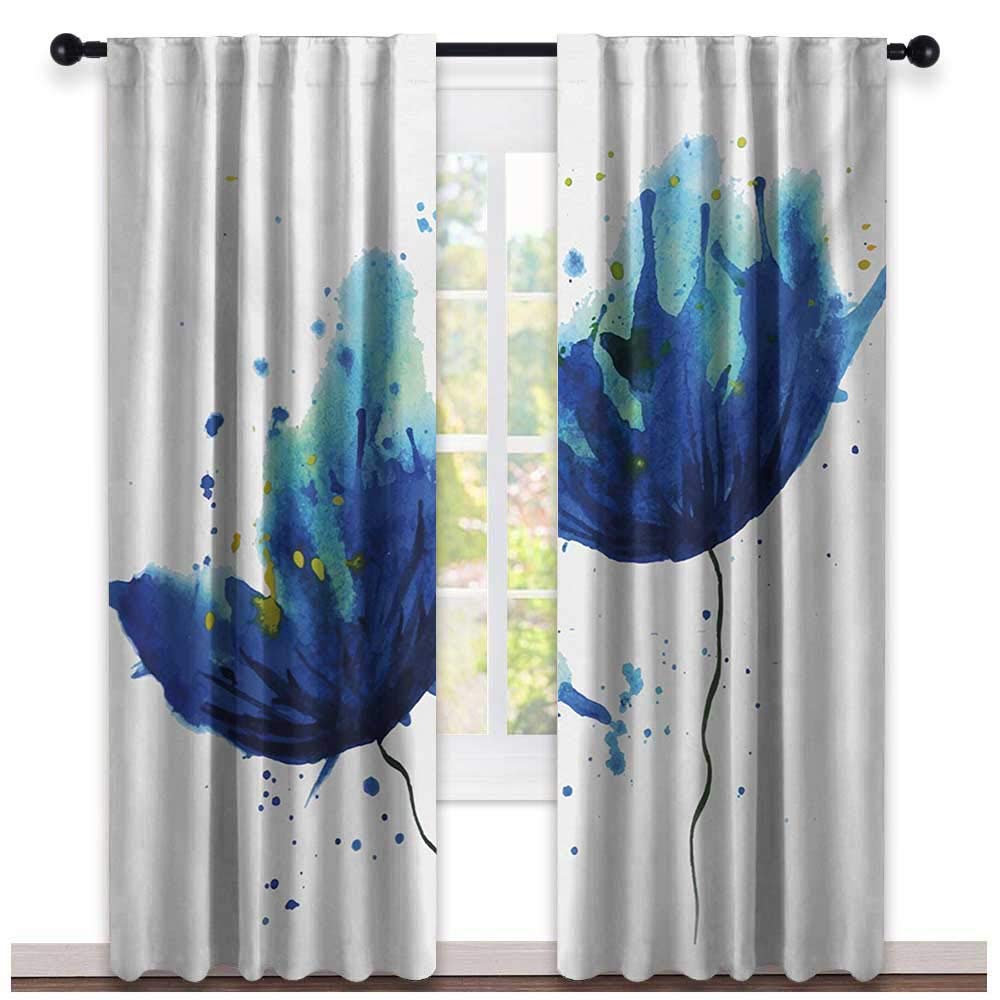 Amazon Com Shenglv Blue Curtains Bedroom Watercolor Style