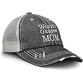 Soft Mesh Cap Hat Embroidered Worlds Okayest Mom Distressed Vintage Cap Trucker Hats for Men & Women Cotton