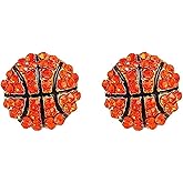 Rhinestone Basketball Volleyball Baseball Football Rugby Earring Hip Hop Crystal Sport Stud Earrings for Women Party Jewelry