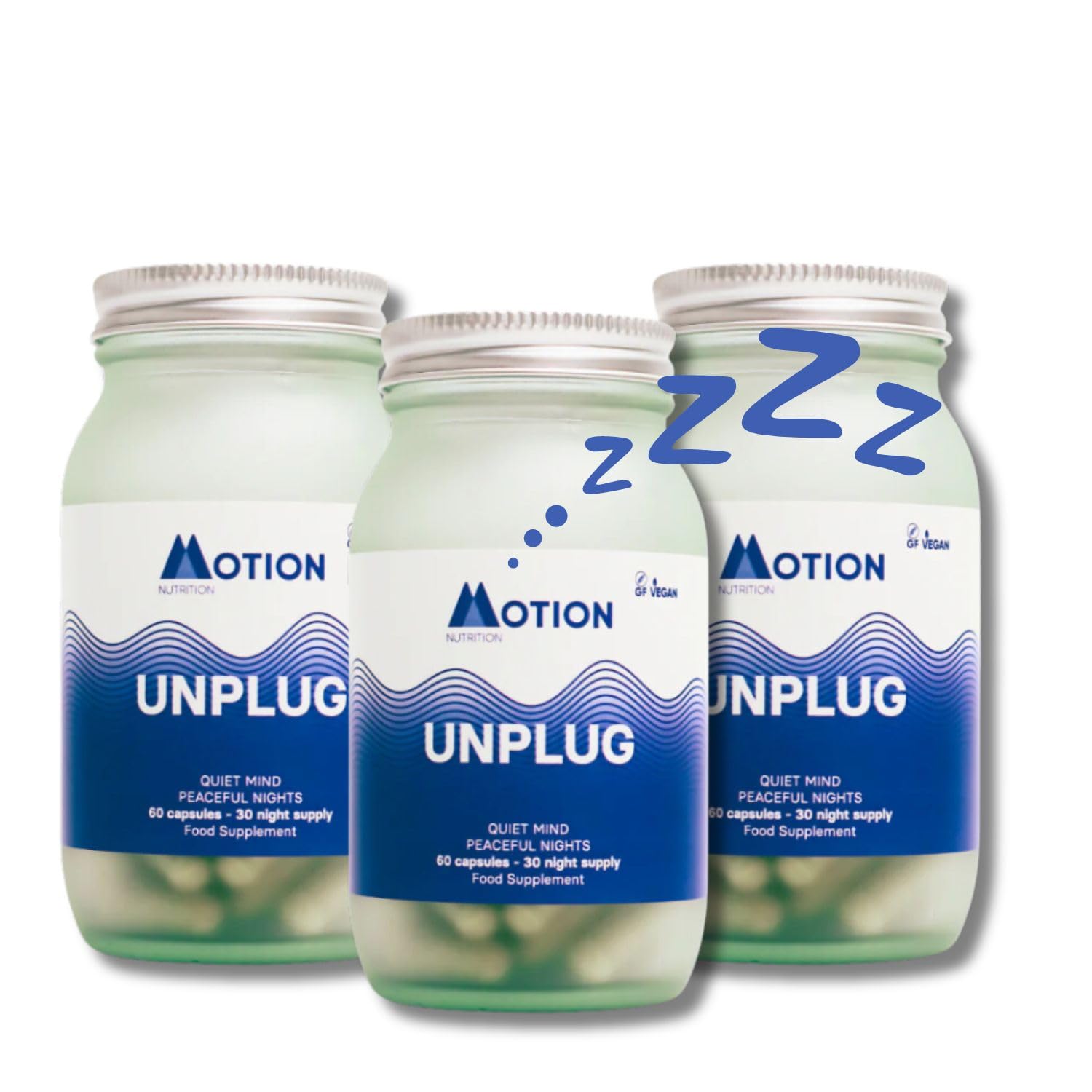 Motion Nutrition Unplug Night Time Nootropic (60 Capsules) | Award Winning Natural Sleep Aid to Calm Your Mind, Help You Fall Asleep Faster & Wake Up Well Rested | Sedative Free | Vegan & Made in UK